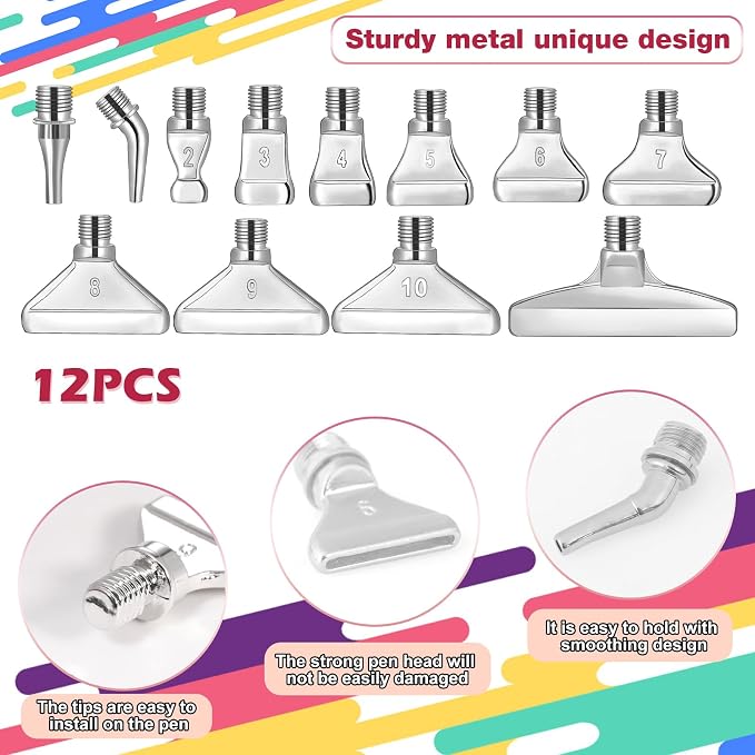 Snewvie Diamond Painting Pen Accessories Tools Set,1PCS Diamond Art Pen and 12Pcs Silver Metal Screw Thread Multi Placer Tips,Diamond Painting Drill Pens for DIY Diamond Art