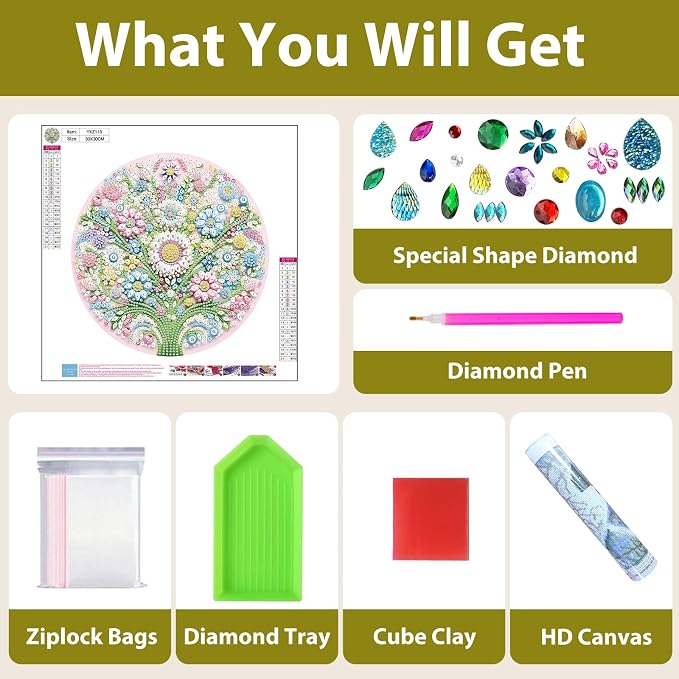Flowers Diamond Art Kits for Adults Special Shape Diamond Painting