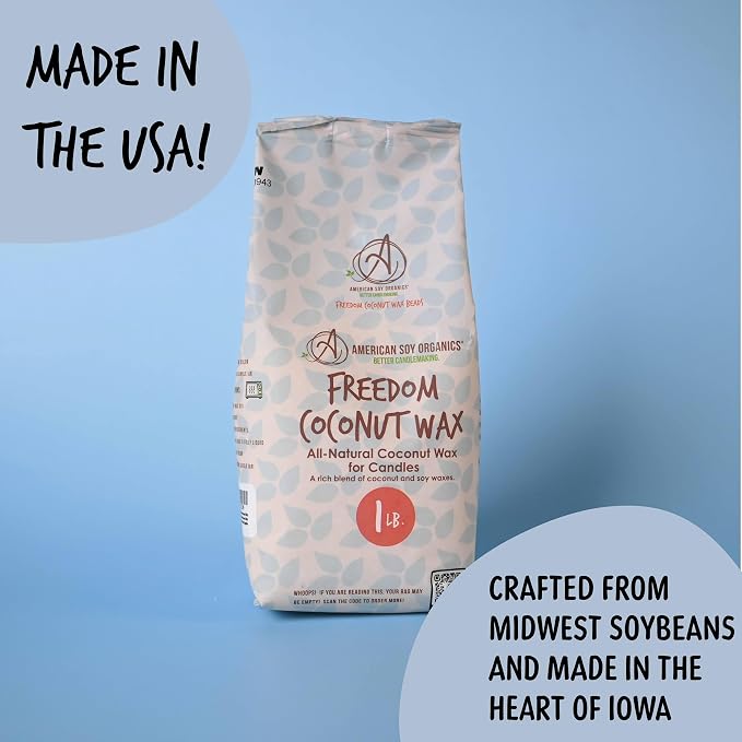 American Soy Organics Freedom Coconut Soy Wax Beads, Candle Wax, 1 lb | DIY Candle Making Supplies Ideal for Container Candles, Tealights & Wax Melts, Paraffin-Free, Beeswax-Free, Microwavable