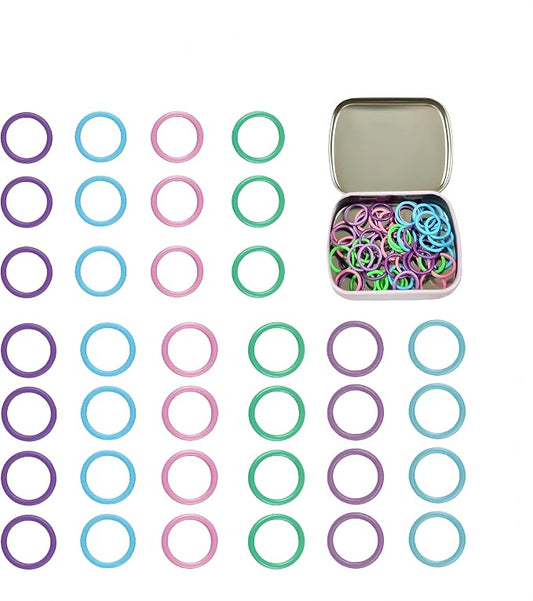 Wonafa 50Pcs Round Metal Stitch Markers,Metal Colorful Crochet Stitch Markers,with Storage Box for Crocheting Clothing Tag DIY Craft Project (Orbicular-50Pcs)