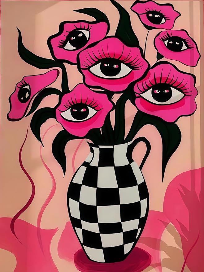BYGFHLYW 5D Diamond Painting Kit for Adults, Eye Flower Diamond Art Kits | DIY Full Round Drill Cartoon Gem Painting Paint by Diamonds Relaxing Craft for Home Wall Decor 12x16inch