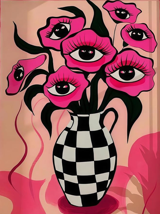 BYGFHLYW 5D Diamond Painting Kit for Adults, Eye Flower Diamond Art Kits | DIY Full Round Drill Cartoon Gem Painting Paint by Diamonds Relaxing Craft for Home Wall Decor 12x16inch