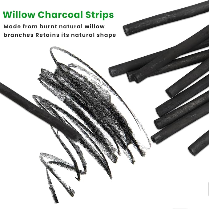 25 Pcs Willow Charcoal Sticks, 5.4 Inch in Length, 0.15-0.2in/4-5mm Dia, Artist Vine Sketch Charcoal Pencils for Sketching Drawing Art Sketch Artists Supplies (4-5mm)