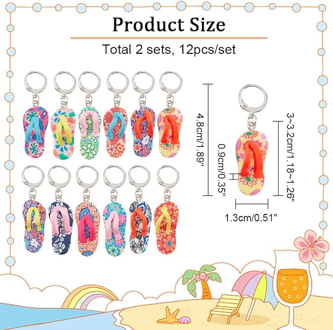 NBEADS 24 Pcs Beach Shoe Stitch Markers, Handmade Polymer Clay Crochet Stitch Marker Charms with 304 Stainless Steel Clasp for Crochet Weaving Sewing Accessories Jewelry Making