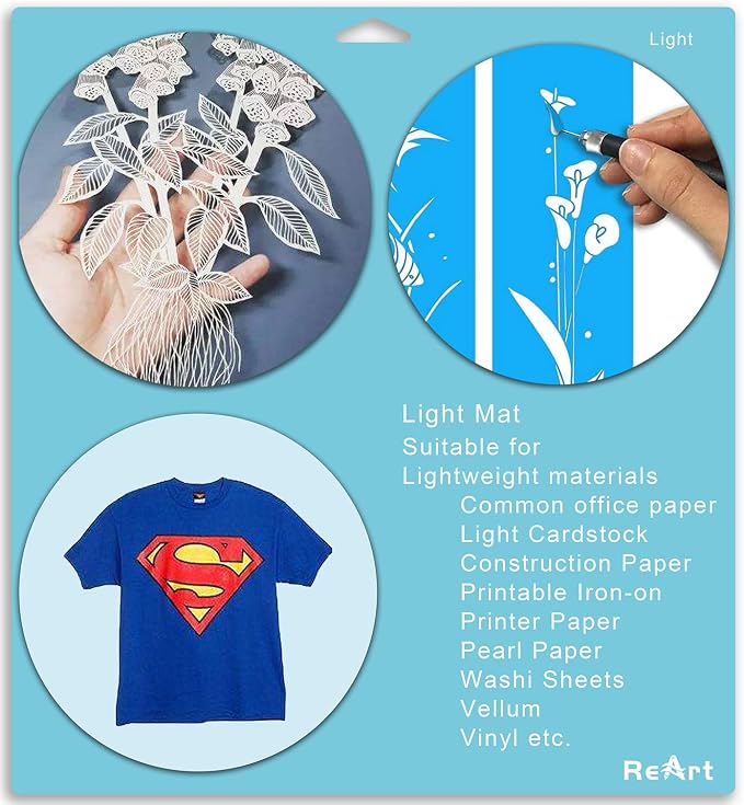 ReArt Cutting Mat Variety 6 Packs for Cricut Maker 3/Maker/Explore 3/Air 2/Air/One Adhesive Sticky Replacement - Strong, Standard, Light, 12in x 12in x 3 Packs, 12in x 24in x 3 Packs.