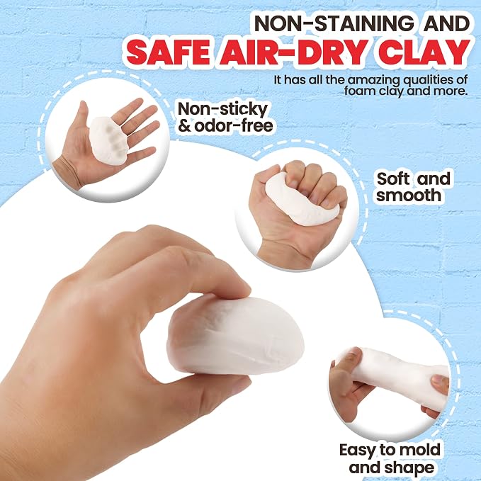 3.3 lbs Moldable Cosplay Foam Clay (White) – High Density and Hiqh Quality for Intricate Designs | Air Dries to Perfection for Cutting with a Knife or Rotary Tool, Sanding or Shaping (Pack of 2)