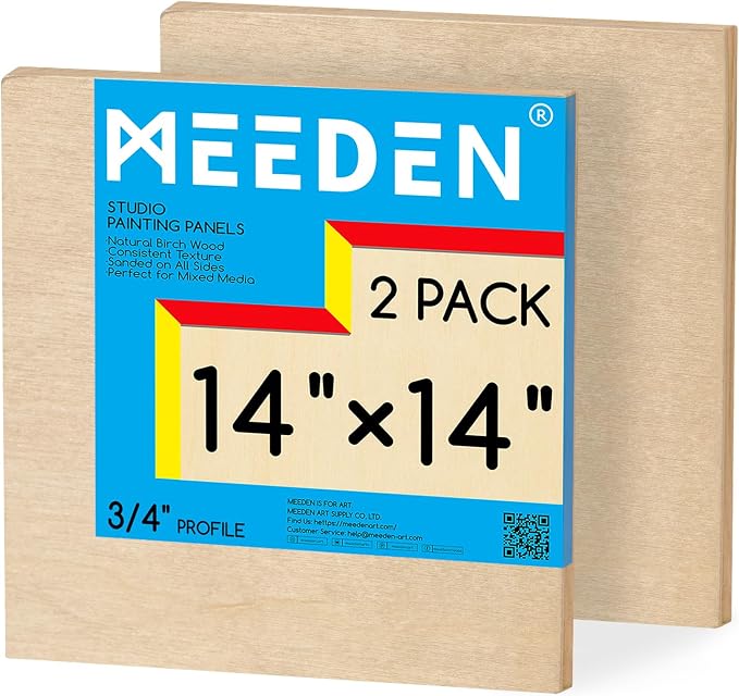 MEEDEN Unfinished Wood Canvas Board:14x14 Canvas Panel Pack of 2