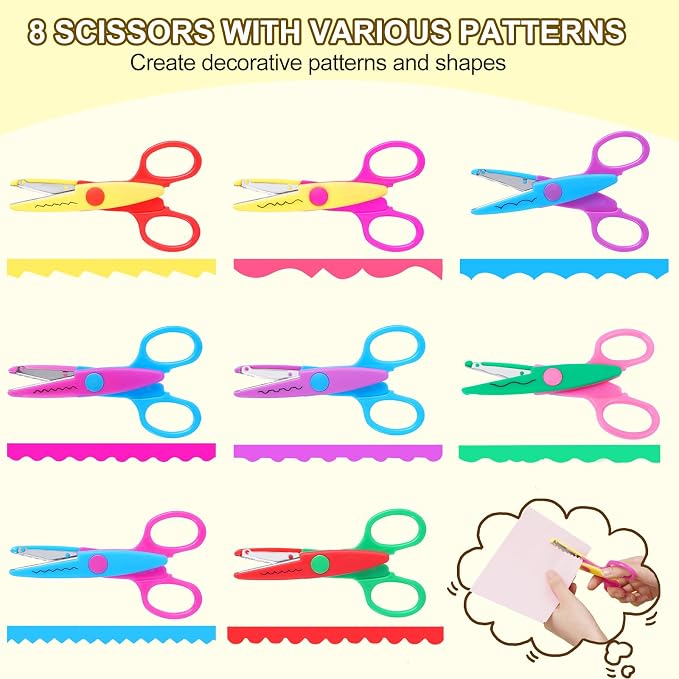 UCEC 8 Pack Craft Scissors Decorative Edge, Zig Zag Scissors for Crafting