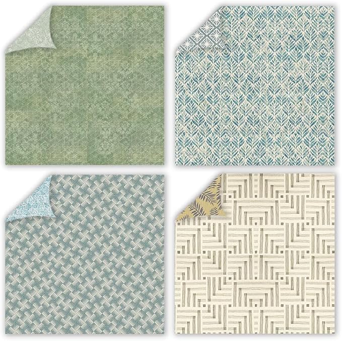 Spring Scrapbook Paper Vintage Green Vine Patterned Paper Pad 12×12,24 Sheets Double-Sided Bobo Floral Scrapbooking CardStock Papers Pad for Holiday Cardmaking DIY Origami Papers.