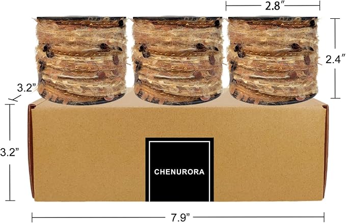 Artisanal Yarn Collection Multifiber Fancy Yarn with Sequins & Iridescent Shimmering Threads for Knitting Crocheting Crafts DIY, Set of 3 Rolls (Toffee)