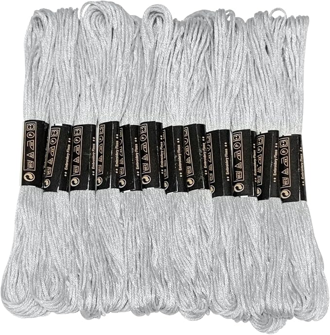 Newkita 12 Skeins Embroidery Floss, Grey Color, Cross Stitch Embroidery Thread, Bracelet Making Yarn, Craft Floss