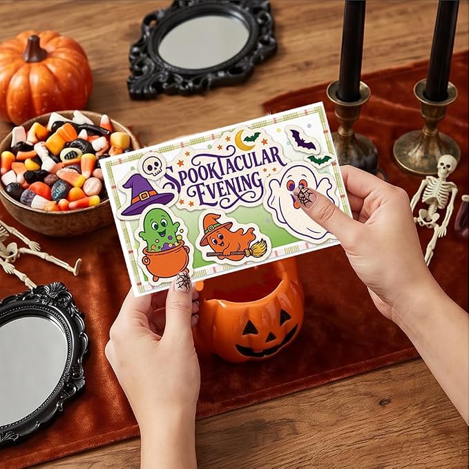 2Pcs Halloween Ghost Stamps and Dies Set for Card Making | Halloween Theme Clear Stamps and Metal Cutting Dies for Paper Crafting Painting Stencil for DIY Scrapbooking Greeting Card