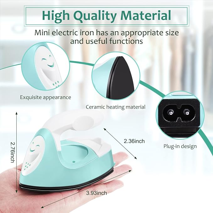 Honoson Mini Craft Iron with Charging Base Tiny,Mint Green