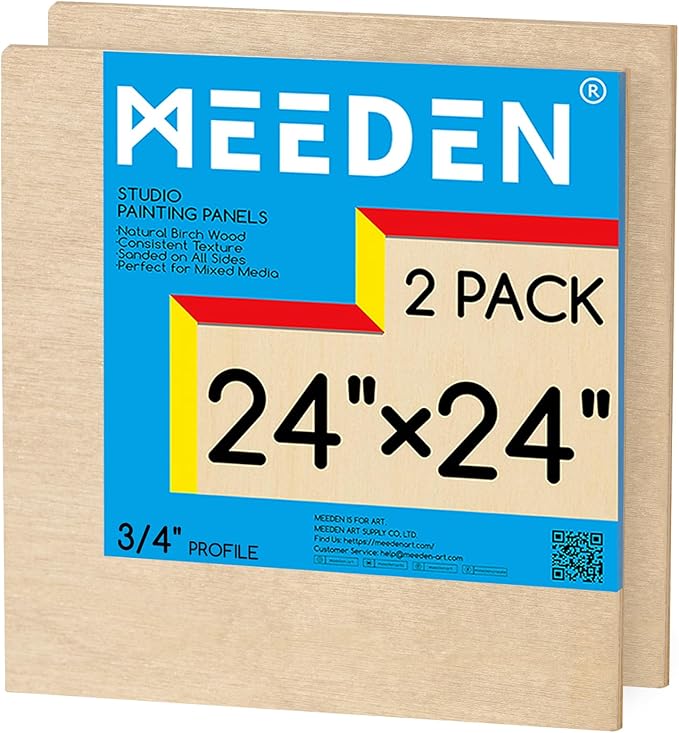 MEEDEN Unfinished Wood Canvas Board:24x24 Canvas Panel Pack of 2