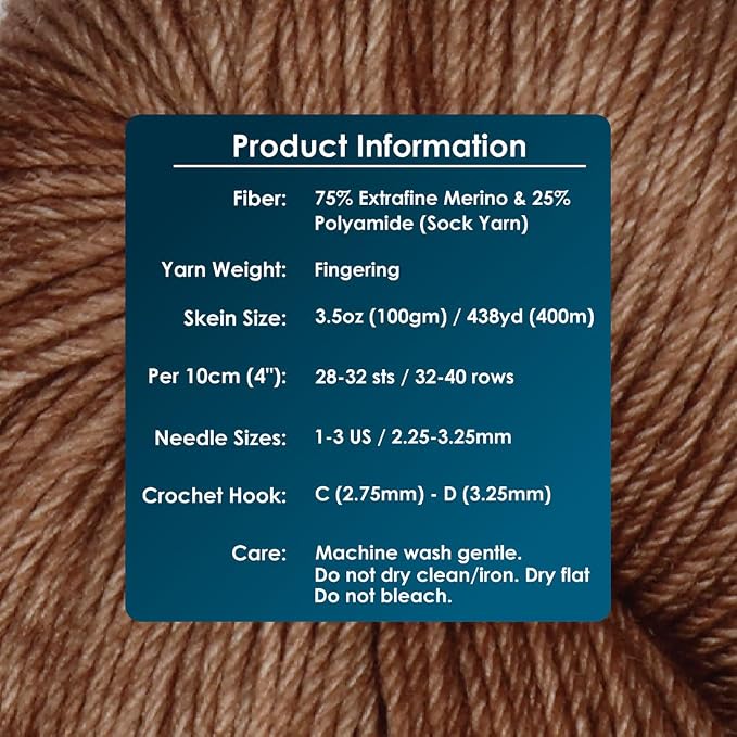 KnitPro Symfonie Fingering Weight Merino Wool Yarn 100g, Jaggery