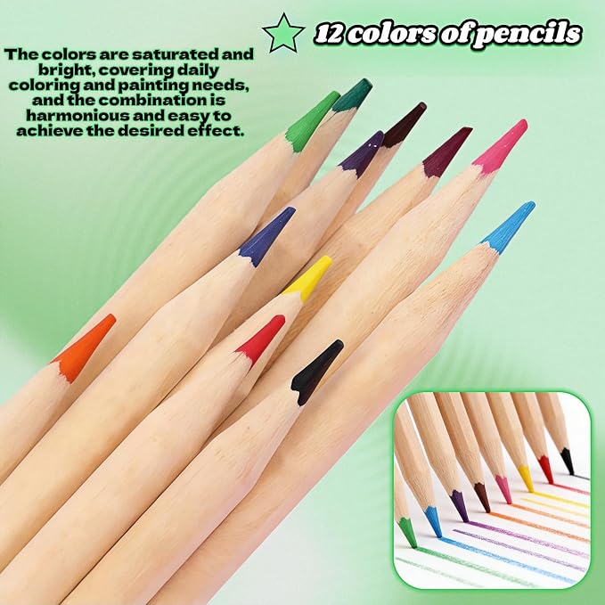 Mini Colored Pencils Set of 36 (3 Tubes x 12 Colors) - Portable Art Kit with Built-in Sharpener for Adults, Teens & Artists | Compact Design for School, Travel, Sketching & Drawing