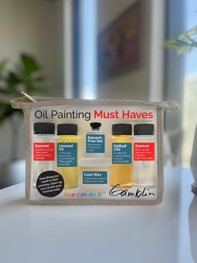 Gamblin Oil Painting Must Haves Mediums Set, Kit Includes 6 Gamblin Trial-Sized Mediums and Varnish