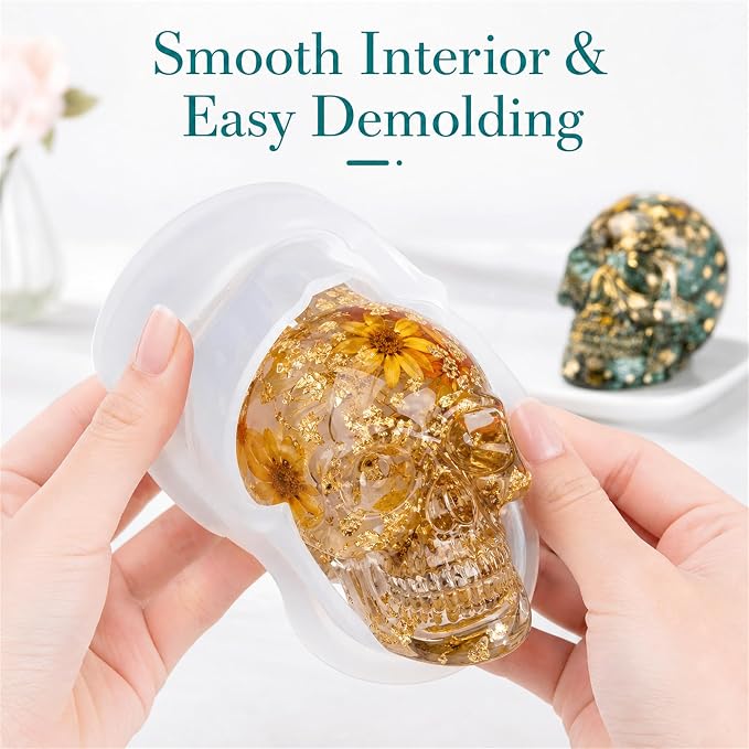 3pcs 3D Skull Resin Molds,Skull Molds for Epoxy Resin Casting- Candle Wax