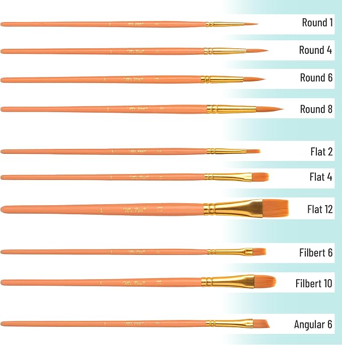 Mr. Pen- Acrylic Paint Brushes Set, 10 Pack, Round & Pointed Tip