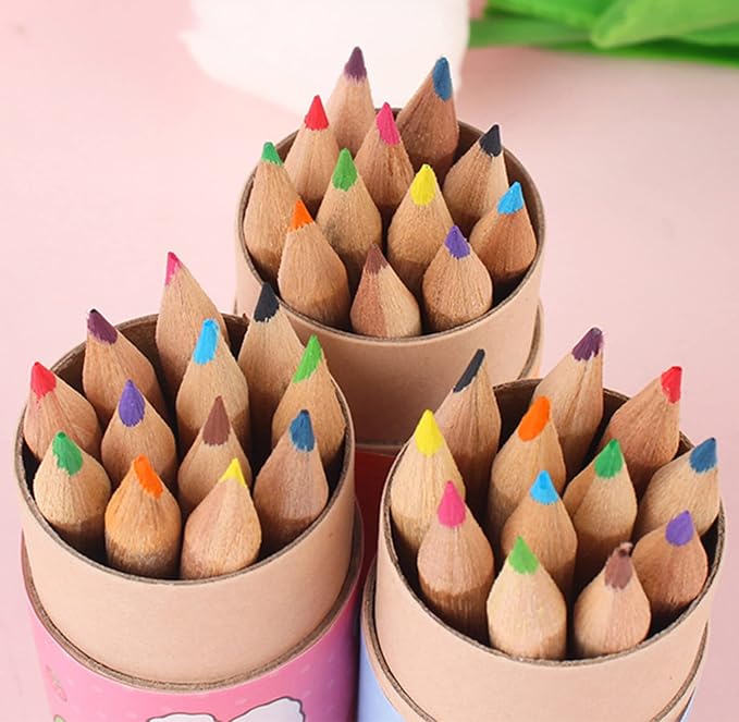 Tergy 8 Packs Mini Colored Pencils with Sharpener in Tube Portable Drawing Art Cartoon Pencils for 3 Years and Up Kids Adults Writing Sketching Painting,12 Colors in Tube