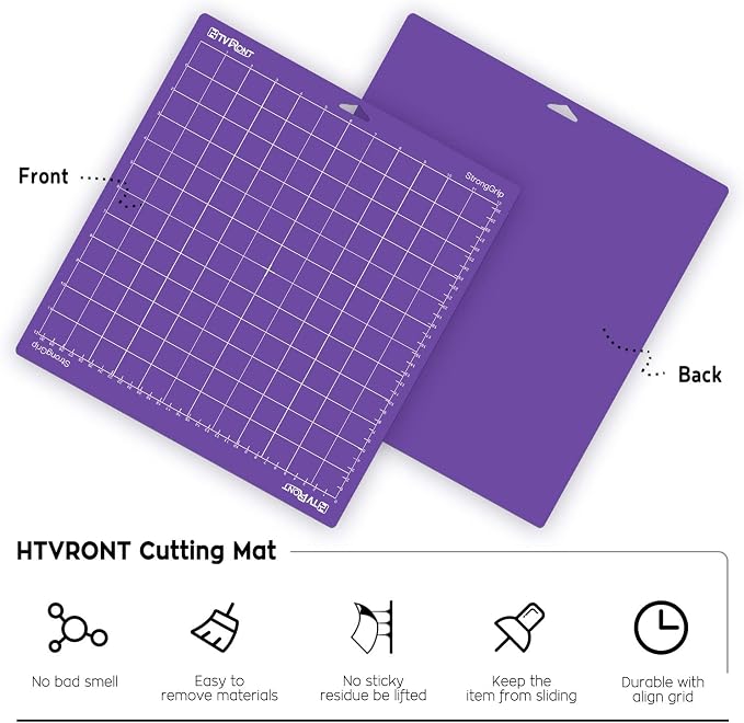 HTVRONT Strong Grip Cutting Mat 12x12, 3 Pack, Quilting & Crafting | Compatible with Cricut Maker 4/3/Maker, Explore 5/4/3/Air 2/One, Strong Adhesive Sticky, Quilting Cutting Mats