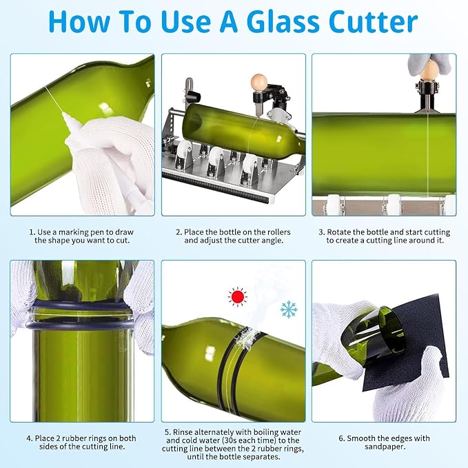 Glass Bottle Cutter,Upgraded Wine Bottle Cutter Kit, Bottle Cutter & Glass Cutter kit Round Square, DIY Machine for Cutting Wine, Beer, Liquor, Whiskey, Alcohol, Champagne