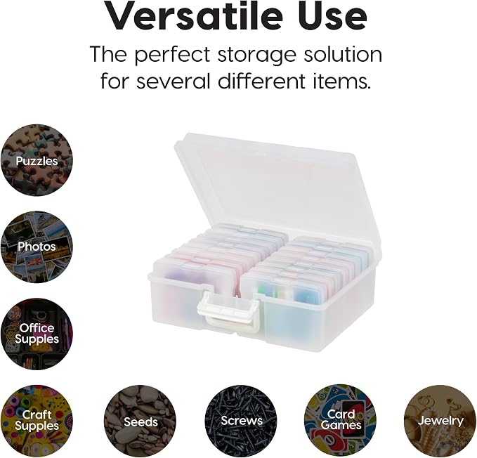 IRIS USA Photo Storage Box |Made in USA| 16 Cases - (2-Pack) - Pearl