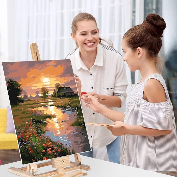 4 Pack Paint by Numbers Kit for Adults, Landscape Paint by Numbers Kits | Mountain Cabin Paint by Numbers for Adults, DIY Easy Painting by Numbers for Adults Beginners Wall Art Decor Gifts 12x16 Inch