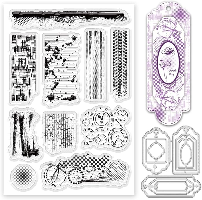 Circle Dot Track Background Clear Stamps, Spilled Ink and Coffee Stains Stamps and Dies for Card Making, Carbon Steel Stencils Template for DIY Scrapbooking Craft Decor, Gift for Friends