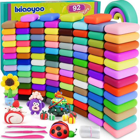 Ixiaoyoo Air Dry Clay, 92 Colors Foam Modeling Clay for School Projects