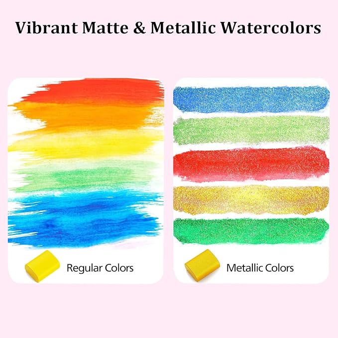 Caliart 168 Colors Watercolor Paint Set, Portable Art Supplies Palette Kit | Water Color Paints with Detail Paintbrush, Art Coloring Painting Gifts for Adults Professionals Beginners Artists