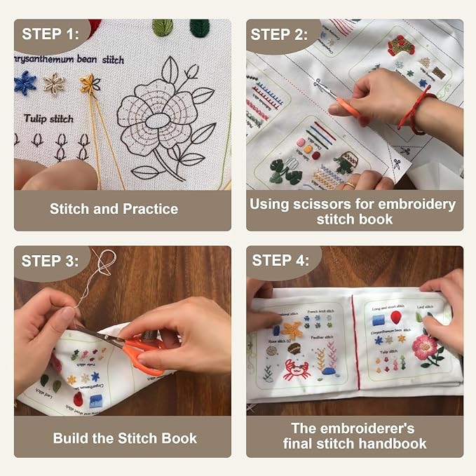Embroidery Stitch Book Kit for Beginners & Adults ,33 Essential Stitches