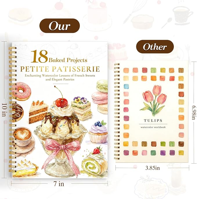 Watercolor Workbook for Beginners,18 Baking Water Coloring Book,Relaxing & Easy to Paint Water Coloring Book with 24 Colors-Perfect for Gifting to Creativity & Joy for Adults