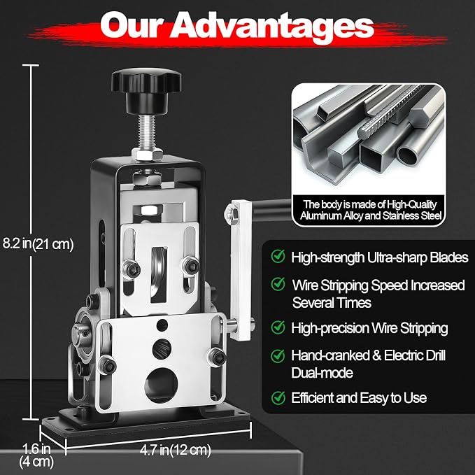 Trivd Frol Manual Wire Stripping Machine, Gauge Wire 0.06"-1"