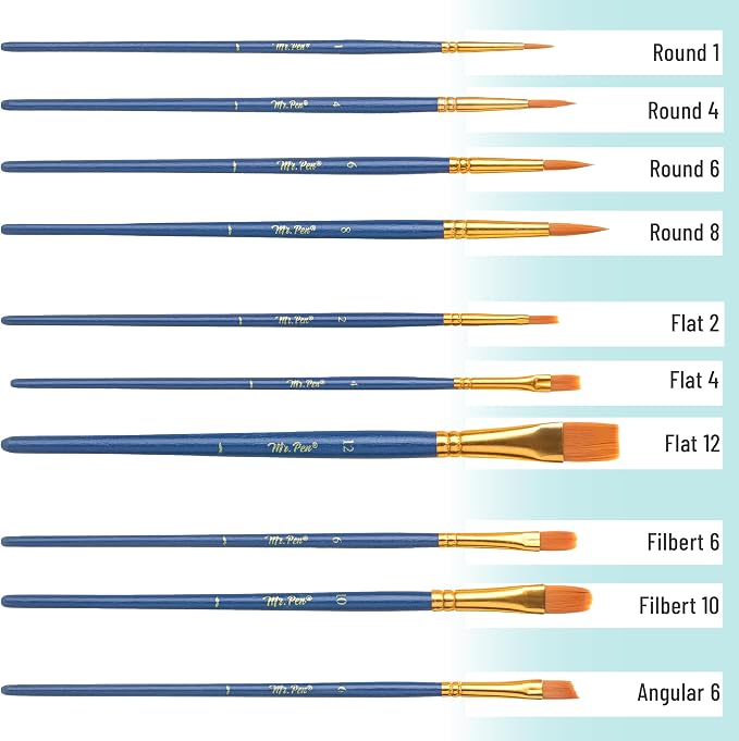 Mr. Pen- Acrylic Paint Brushes Set, 10 Pack, Round & Pointed Tip