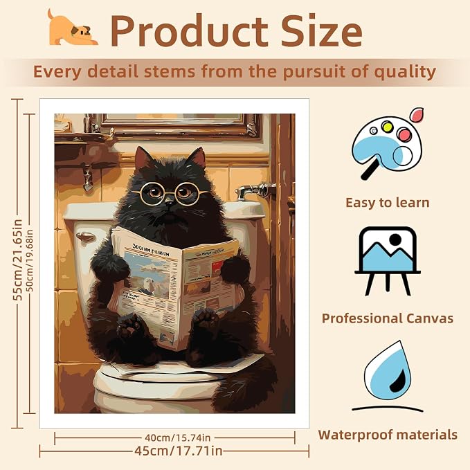 Reivworl Cat Paint by Numbers Kit for Adults Beginner 16×20 inch