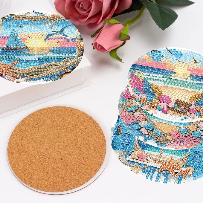 8 Pack Diamond Art Coasters Kits for Adults - Diamond Painting Coasters Kit
