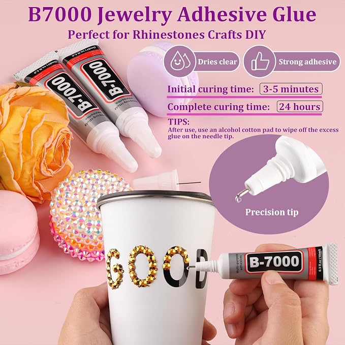 30000Pcs Resin Rhinestones for Bedazzling with Tweezers, Mine Gold Rhinestones for Crafting with 3Pcs 10ml B7000 Jewelry Glue for DIY Crafts Clothing Tumblers Shoes Fabric Nail Art