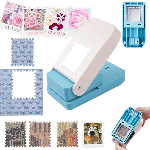 BAOFALI Stamp Punch, 2.5x2.1inch Extra Large Postage Stamps Punch, Portable Lever Craft Hole Cutter Puncher, Stamp Shaped Paper Puncher, Paper Punches for Journaling Crafting DIY Scrapbooking Crafts