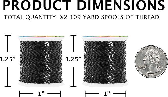 Mandala Crafts Metallic Black Embroidery Floss for Sewing, 218 Yard Spool