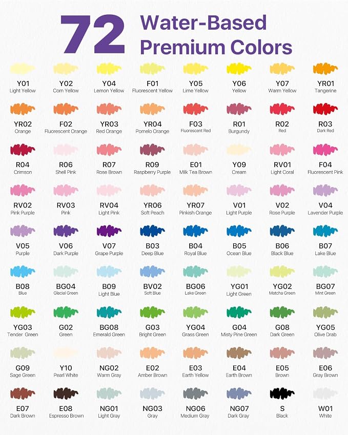 JusArt 72 Colors Acrylic Paint Markers Brush Tip, Automatic Ink Control