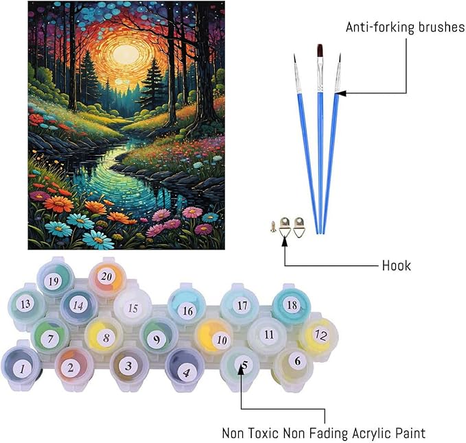 NEGEKFKX Landscape Paint by Numbers Kit for Adults Beginner,Aurora Easy Adult Paint by Number Kits on Canvas DIY Painting for Beginners Art by Numbers for Home Wall Decor 16x20 Inch