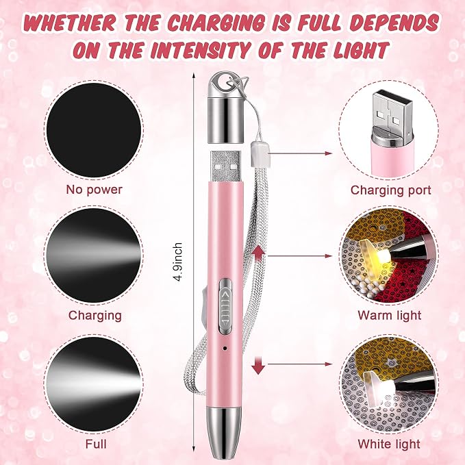 Chuangdi 2 Pcs Diamond Painting Art Drill Pen with Light,Blue, Pink