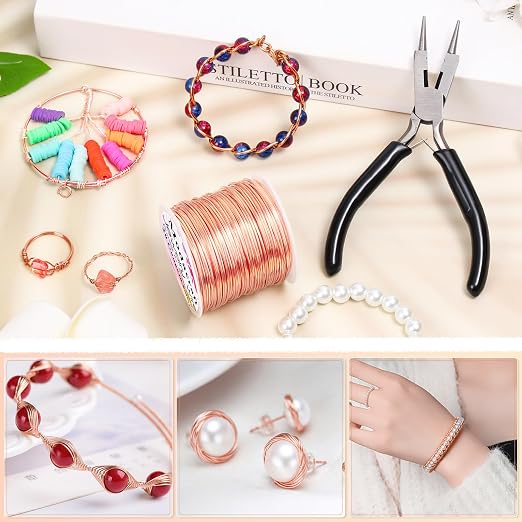 Modacraft 20 Gauge Copper Wire for Jewelry Making with Versatile Pliers 82FT/0.8mm Craft Jewelry Wire Tarnish Resistant Stainless Steel Copper Wire for Gardening Electroculture Jewelry Making Supplies