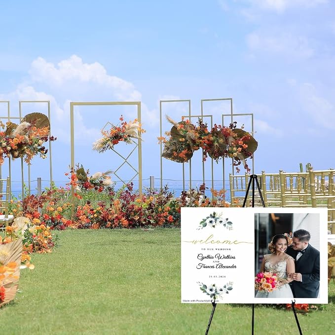 JIUYE 63" Instant Easels Stand for Wedding Sign & Posters,Adjustable Metal Easels for Display Painting Canvas,Folding Tripod with Portable Bag by JoyYeux,Black 3Pack | Height Adjustable Metal Floor Tripod for Wedding Posters with Bags,Easy Setup and Br...