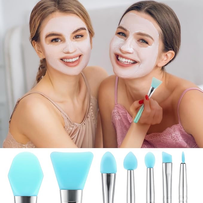 7PCS Silicone Brush Applicator Kit, Resin Brush Applicator UV Resin Brushes Applicators Jelly Brushes Applicators for Cream Makeup Products and Epoxy Art Crafting, Grass Green