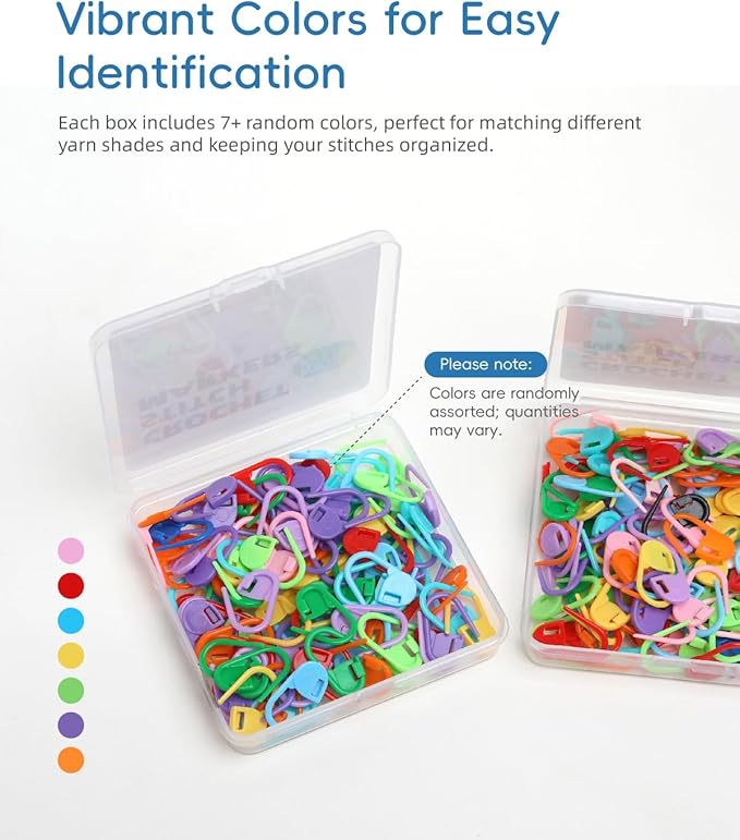 100PCS Crochet Stitch Markers by Flickzo – Locking Stitch Markers with Storage Case, Plastic Safety Pins for Knitting & Crochet, Colorful Yarn Accessories for Crochet Tools & Supplies