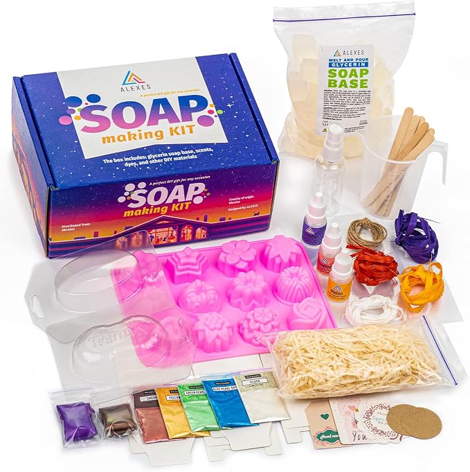 ALEXES Soap Making Kit for Adults – Gift Natural Soap Making Supplies Kit - Soap Kit Making for Adults – Make Your Own Soap Kit - Homemade Soap Maker Kit – Soap Making Molds Set