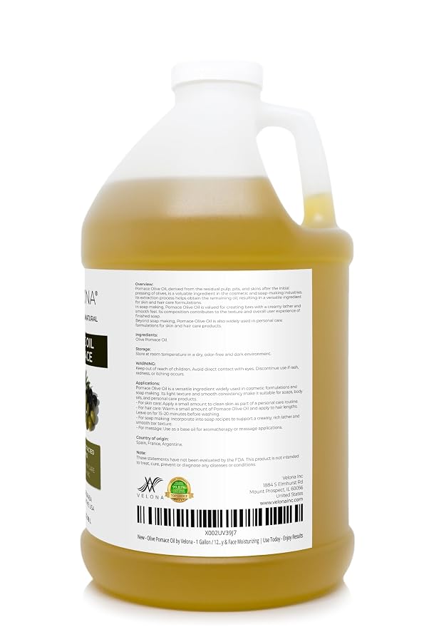 velona Olive Pomace Oil - 1 Gallon / 128 fl oz, Solvent Extracted, Refined