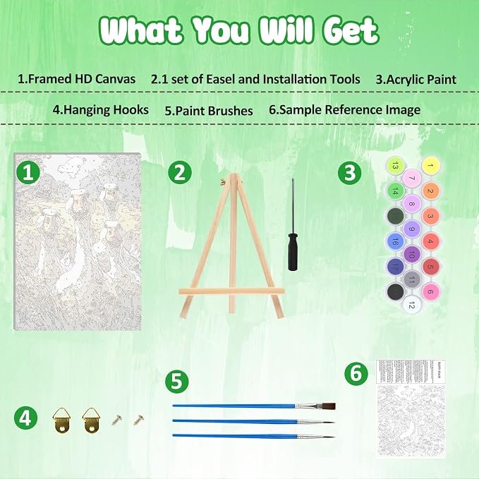 MAXBYE Animals Framed Paint by Numbers Kits for Adults with Wooden Easel, Easy Adult Paint by Number Kits on Canvas, DIY Oil Paintings for Beginners Gift Home Wall Decor 10×14 Inch